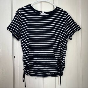 Time and Tru Black and White Striped Short Sleeve Top